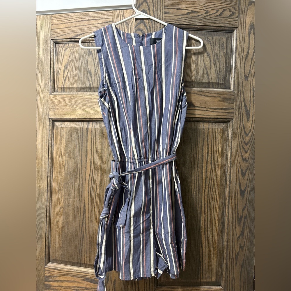 Mossimo Supply Co. Navy, White & Red Striped Sleeveless Midi Dress